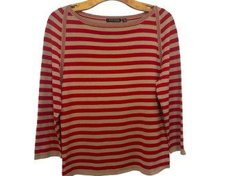 Anne Klein Striped Silk Blend Top Size PL