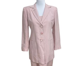 Dana Buch Blush Linen & Silk Dress And Jacket Size 6/8P