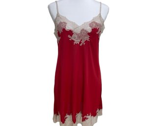 Natori Red With Lace Nightgown Size Medium
