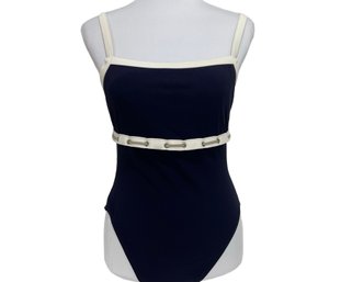 Anne Cole Navy & White One Piece Swimsuit Size 14