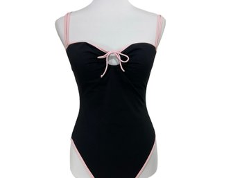 Anne Cole One Piece Swimsuit With Pink Trim Size 14
