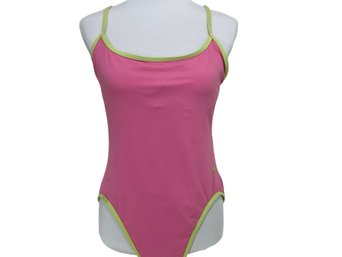 Lilly Pulitzer Pink With Green Trim One Piece Swimsuit Size 14
