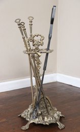Vintage Brass Fireplace Tool Set