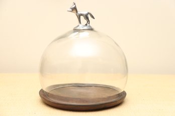 Glass Covered Dish With Dog Finial