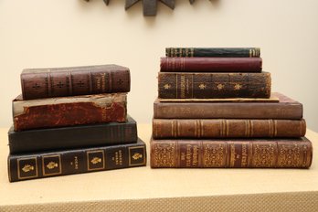 Collection Of Leather-bound Books Including Shakespeare