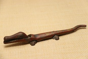 Brass And Cloisonne Alligator Nutcracker