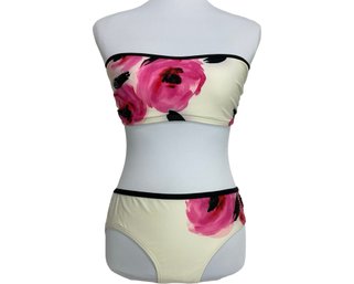 Kate Spade Ivory With Flowers Bikini Top & Bottom Size L