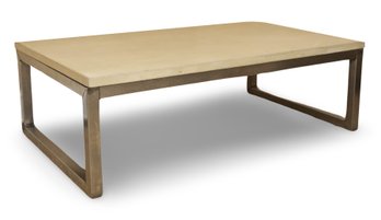 LA Rectangular Concrete Top Coffee Table With Stainless Base- Paid $5000