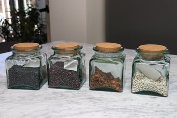 Set Of 4 Glass Storage Containers With Corks