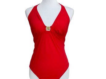 Tory Burch Coral Red One Piece Swimsuit Size Large