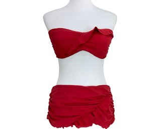 Jantzen Red Ruffle Bikini Top & Bottom Size 14