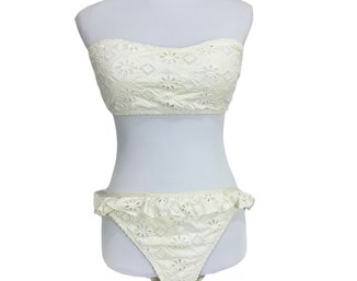 Kate Spade White Eyelet Bikini Top & Bottom Size XL