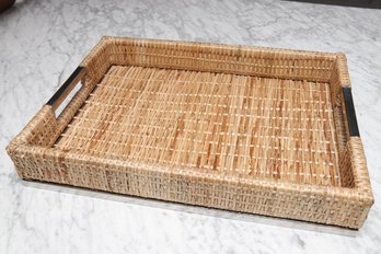 William Sonoma Aerin Chrome And Wicker Breakfast In Bed Tray