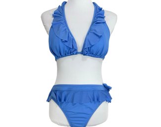 La Blanca Ruffle Blue Bikini Top & Bottom Size 14/16