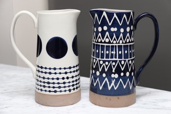 Potter's Studio - Pair Of Handpainted Ceramic Pitchers