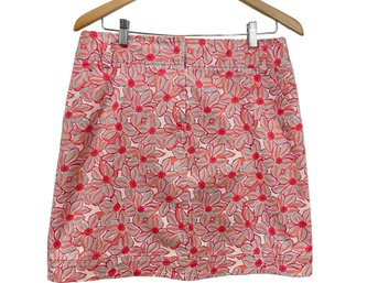 Lafayette 148 New York Peach & Pink Cotton Skirt Size 14