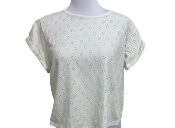 Joie White Eyelet Cotton Shirt Size Medium