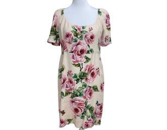 Dolce & Gabbana Pink Floral Dress Size 48
