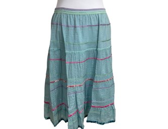 Cynthia Steffe Aqua Boho Cotton Skirt Size 12
