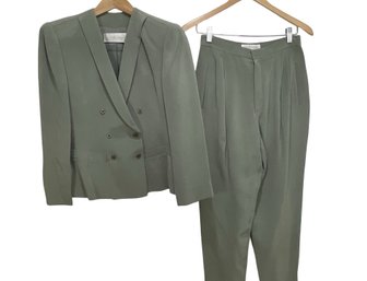 Dana Buchman Light Green Silk Jacket & Pants Suit Size 6P