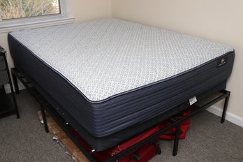 Serta Queen Bed, Box Frame And Metal Platform