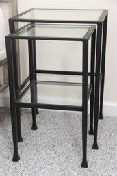Pair Of Stacking Glass Top Side Tables