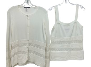 Les Copains White Cardigan And Shell Size 46