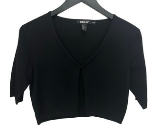 DKNY Black Silk Blend Cropped Cardigan Size PS