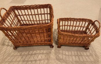Wicker Rolling Storage Basket