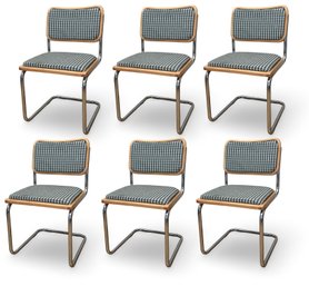 Set Of 6 Tubular Chrome Side Chair With Upholstered Seat And Back