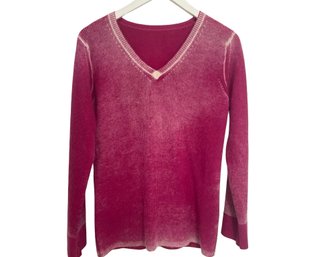 Fuchsia Ombre V-neck Knit Sweater