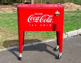 Coca-Cola Rolling Cooler Cart With Bottle Opener
