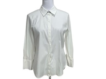 Lafayette 148 New York White Button Down Shirt Size Medium