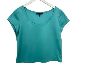 Lafayette 148 Turquoise Cotton T-shirt Size Large