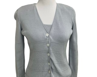 Dana Buchman Light Blue Silk Cardigan Sweater And Shell Size SP