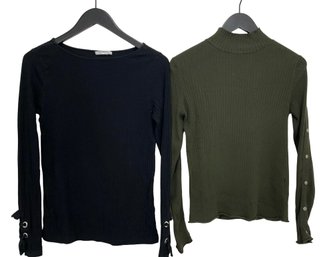 Pair Of Zara Green & Black Ribbed Sweaters Size Medium