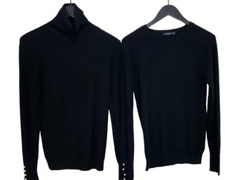 Pair Of Zara Black Sweaters With Faux Pearls Size Medium