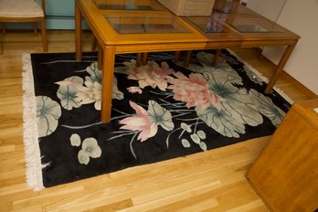 Floral Pattern Area Rug With Fringe