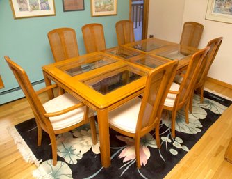 Dining Table And Chair Set With Glass Insets