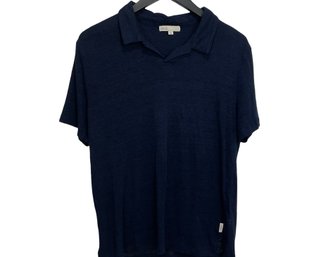 Onia Blue Linen Polo Shirt Size Medium