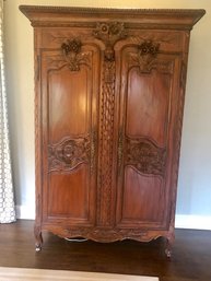 French Country Solid Wood Armoire Cabinet