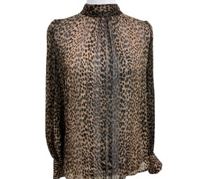 Animal Print Semi-shear Blouse Size 10 By H&M
