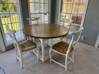 Airhaus 4' Round Wood Table Shabby Sheik Farm Table And 4 Chairs