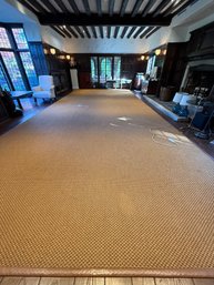 Natural Fiber Woven Area Rug With Leather Border