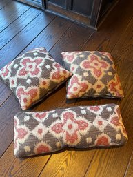 Indonesian/Ikat Handmade Throw Pillows - Gray And Red