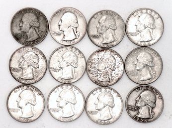 Collection Of Silver Quarters- 1940's, 50's,60's