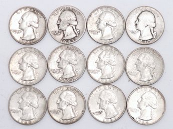 Collection Of Silver Quarters- 1940's, 50's,60's
