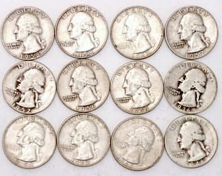 Collection Of Silver Quarters- 1930's,40's, 50's,60's