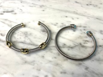 Pair Of Silver And Gold Tone Cuffs