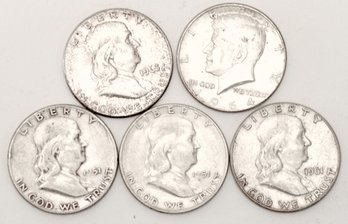 1950's And 60's Silver Half Dollar- Collection Of 5
